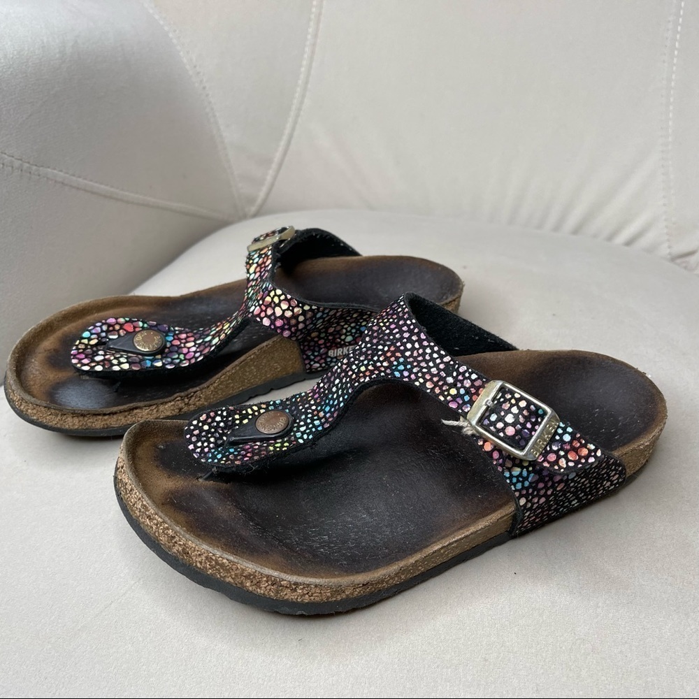 Birkenstock Gizeh Metallic Sandals Slip On Leather Confetti Brown 36